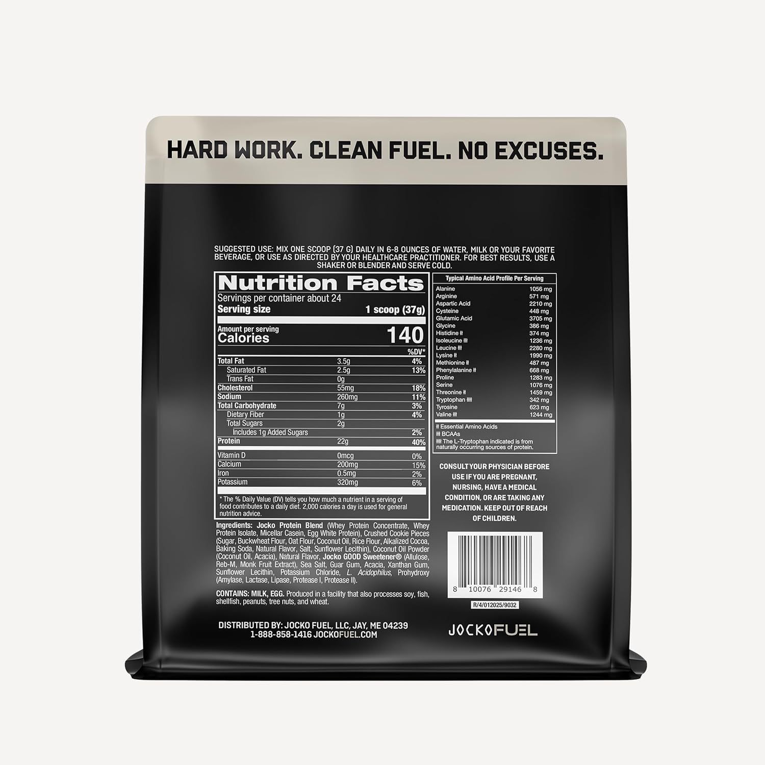 Jocko Fuel Whey Protein Powder, Cookies & Cream, 22g Protein, Digestive Enzymes - View 3