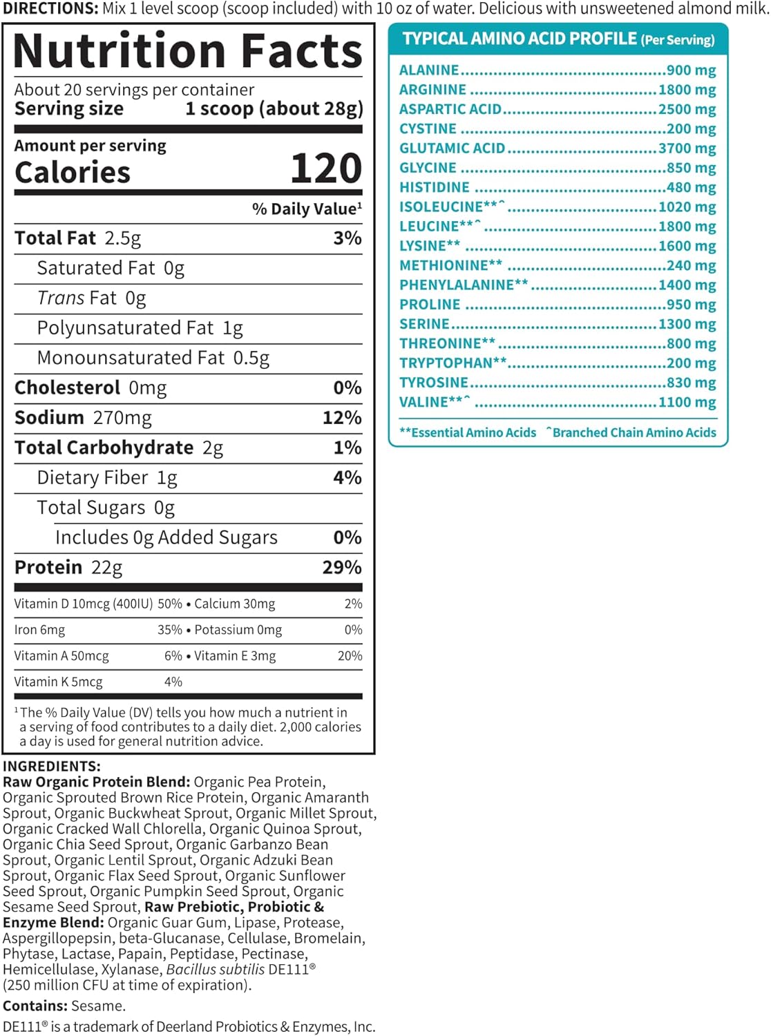 Garden of Life Organic Vegan Protein Powder, Plant Based & BCAAs, Organic - View 5
