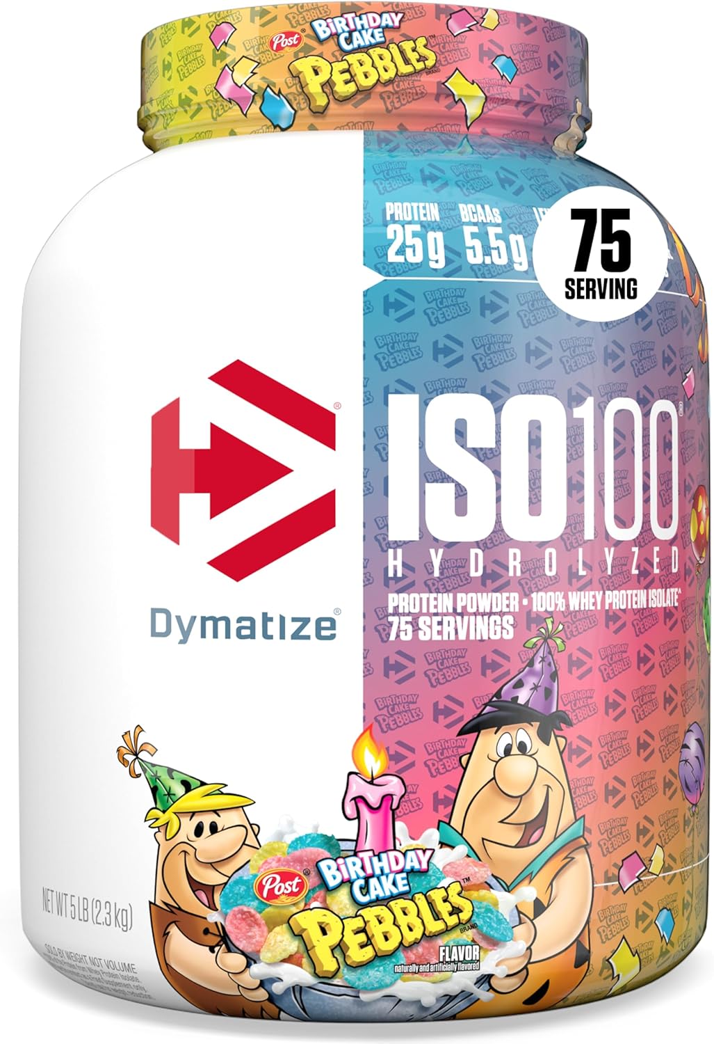 Dymatize ISO100 Whey Protein Powder Isolate, Birthday Cake, 25g of Protein, 5
