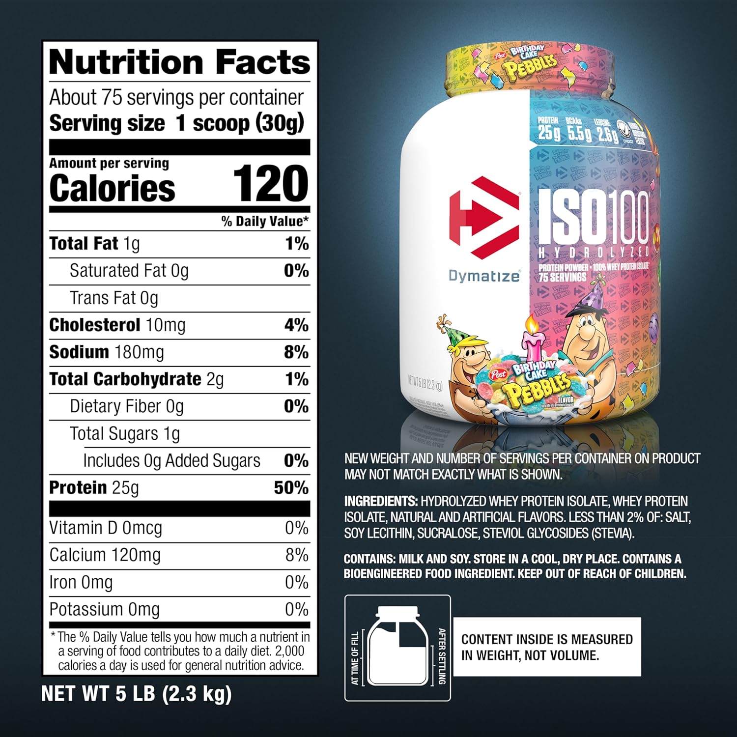 Dymatize ISO100 Whey Protein Powder Isolate, Birthday Cake, 25g of Protein, 5 - View 5