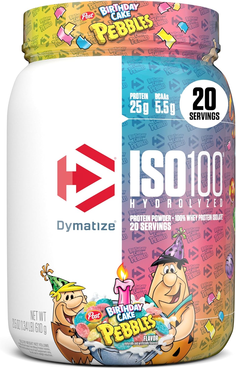 Dymatize x Birthday Cake Pebbles ISO100 Whey Protein Powder Isolate, 25g of