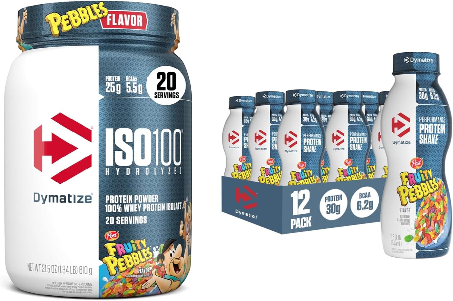 Bundle of Dymatize Performance Protein Shake, Fruity Pebbles (12 pack) + ISO100