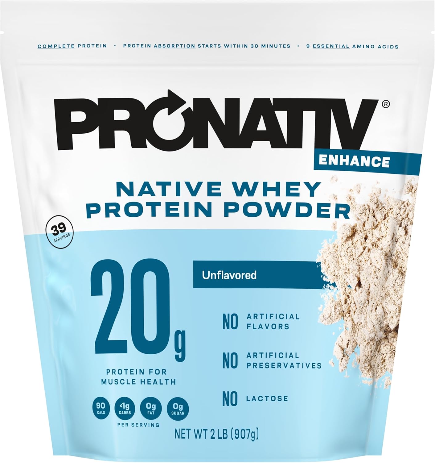100% Whey Native Protein Powder, Unflavored, 2 lb, Made from Farm Fresh Milk,