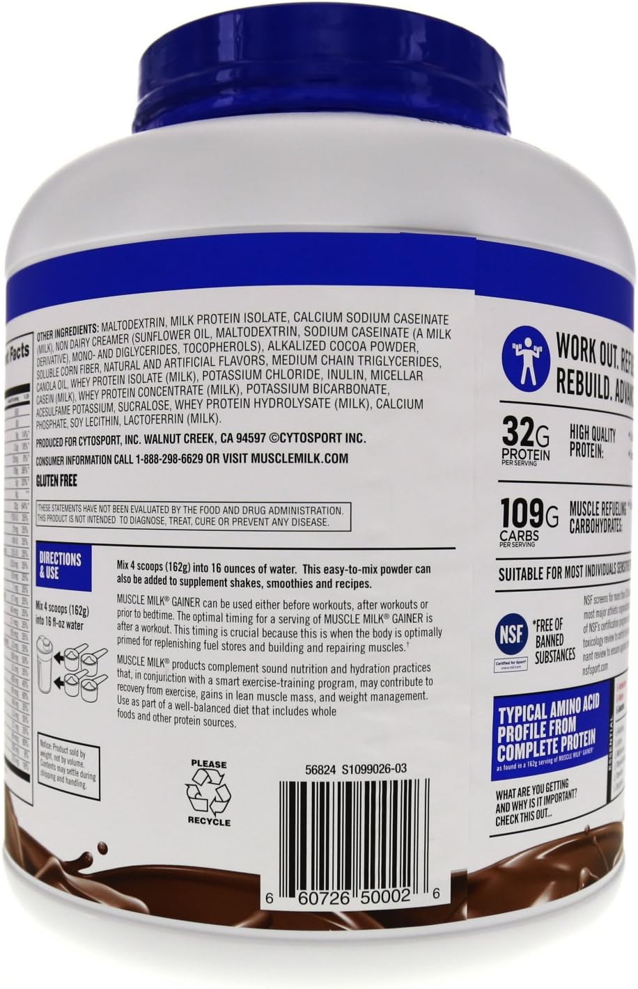 Muscle Milk Gainer Protein Powder, Chocolate, 32g Protein, 5 Pound - View 4