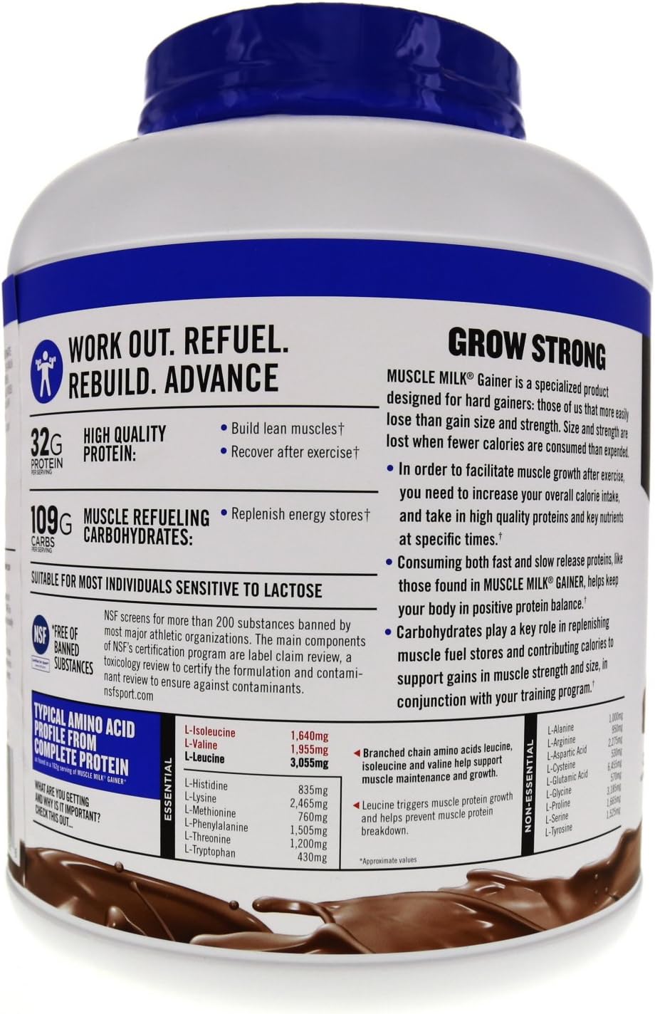 Muscle Milk Gainer Protein Powder, Chocolate, 32g Protein, 5 Pound - View 6