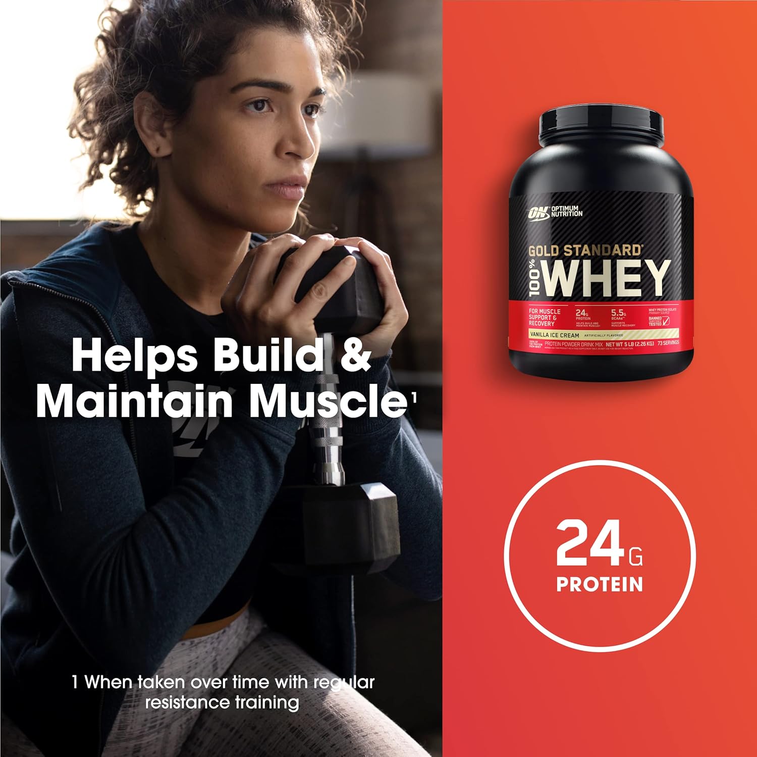 Optimum Nutrition Gold Standard 100% Whey Protein Powder, Vanilla Ice Cream, 5 - View 5