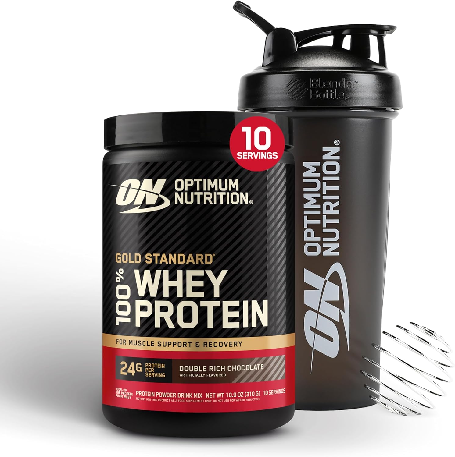 Bundle of Optimum Nutrition Gold Standard 100% Whey Protein Powder, Double Rich