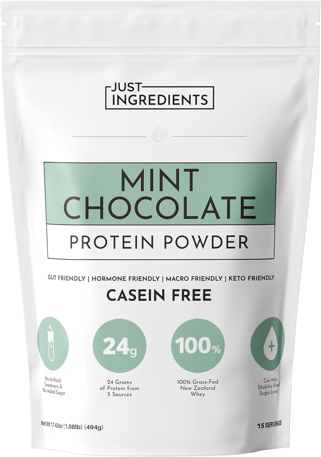 Mint Chocolate Protein Powder | 15 Servings | 24g Grass-Fed New Zealand Whey +