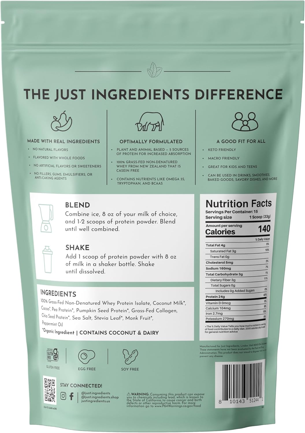 Mint Chocolate Protein Powder | 15 Servings | 24g Grass-Fed New Zealand Whey + - View 2