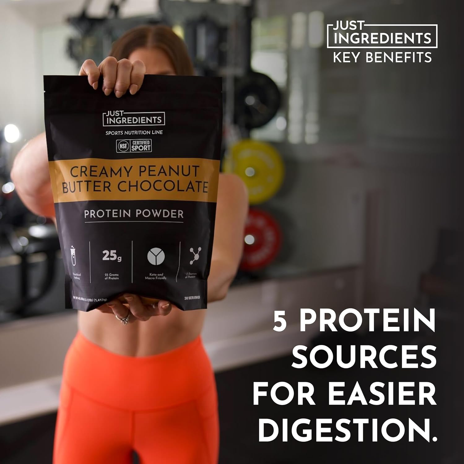 JUST INGREDIENTS Creamy Peanut Butter Chocolate Protein Powder - NSF - View 4