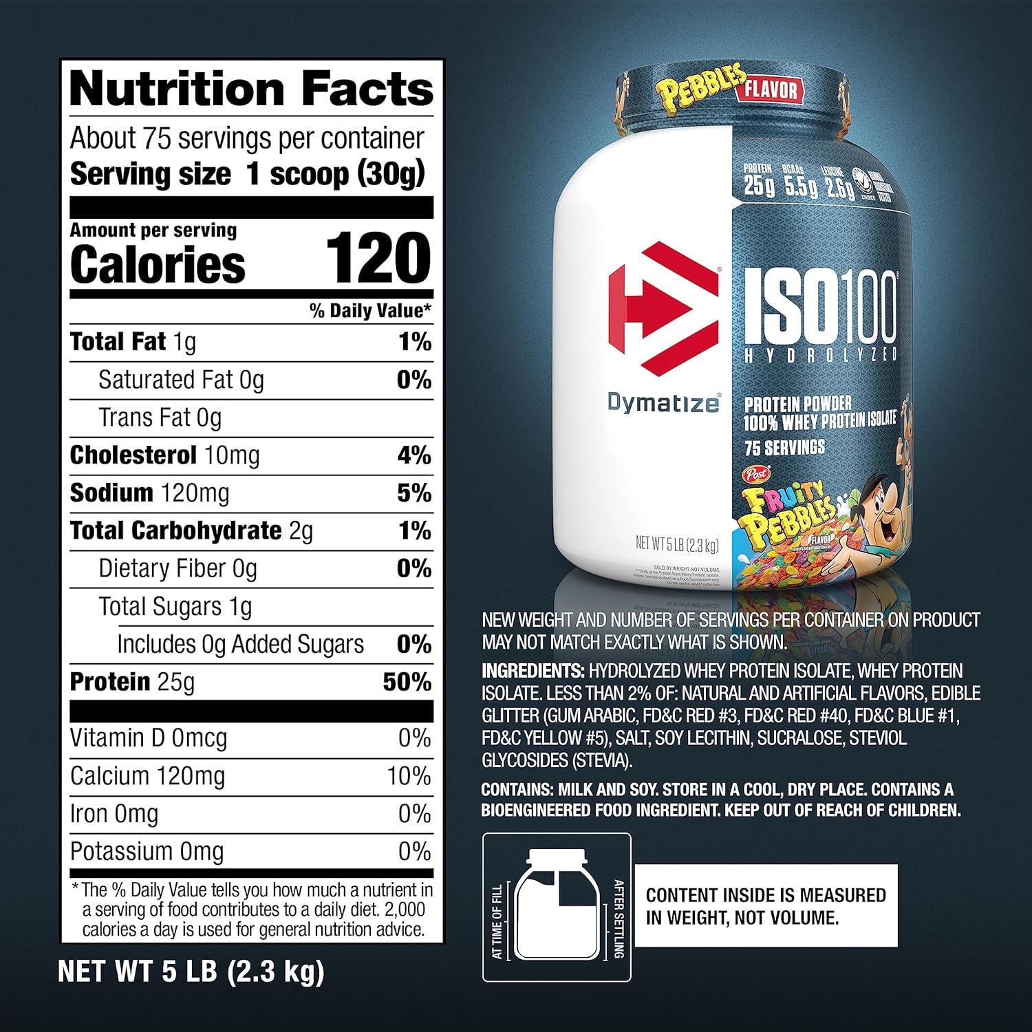 Dymatize x Fruity Pebbles ISO100 Whey Protein Powder Isolate, 25g of Protein, - View 6