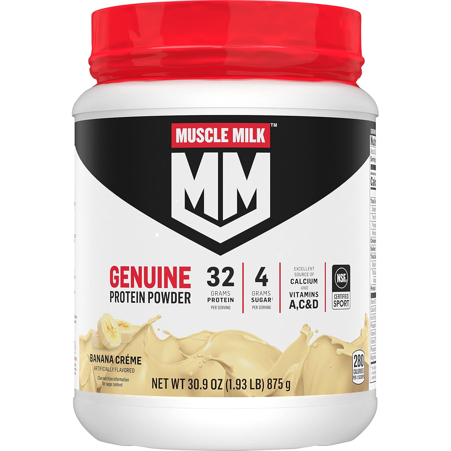 Muscle Milk Genuine Protein Powder, Banana Crème, 1.93 Pounds, 13 Servings, 32g