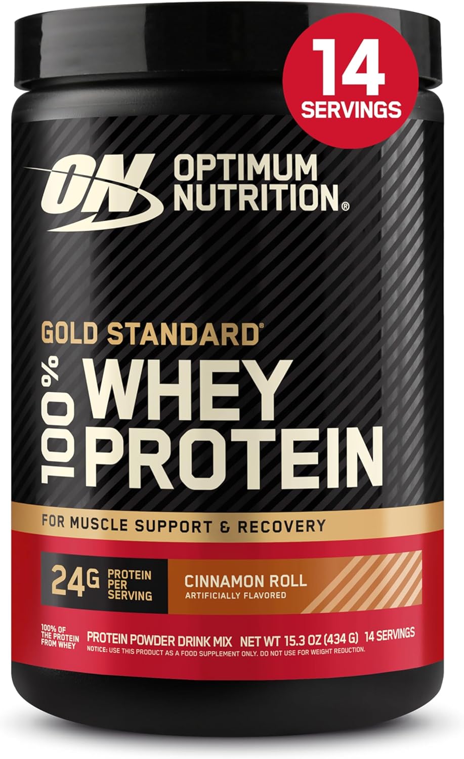 Optimum Nutrition Gold Standard 100% Whey Protein Powder, Cinnamon Roll, 1