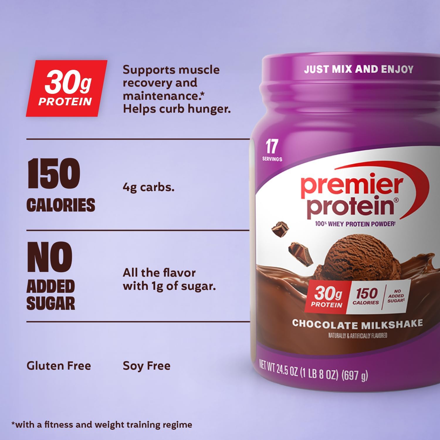 Premier Protein Powder, Chocolate Milkshake, 30g Protein, No Added Sugar, 100% - View 2