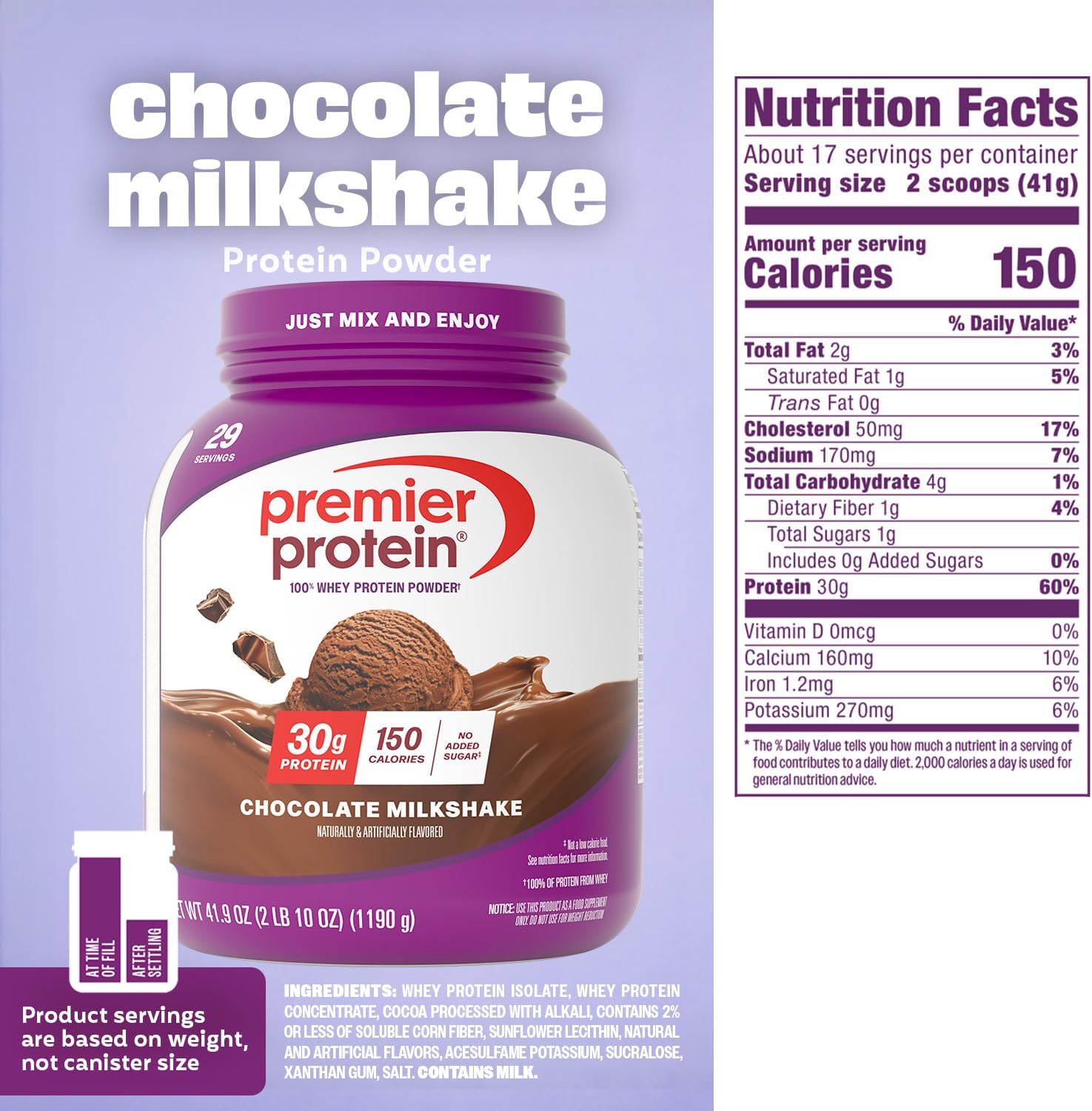 Premier Protein Powder, Chocolate Milkshake, 30g Protein, No Added Sugar, 100% - View 6