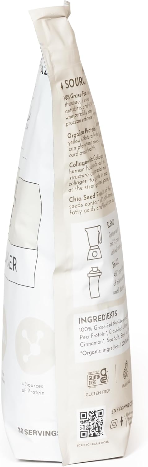 JUST INGREDIENTS Vanilla Bean Protein Powder – 30-Serving Blend with 100% - View 5