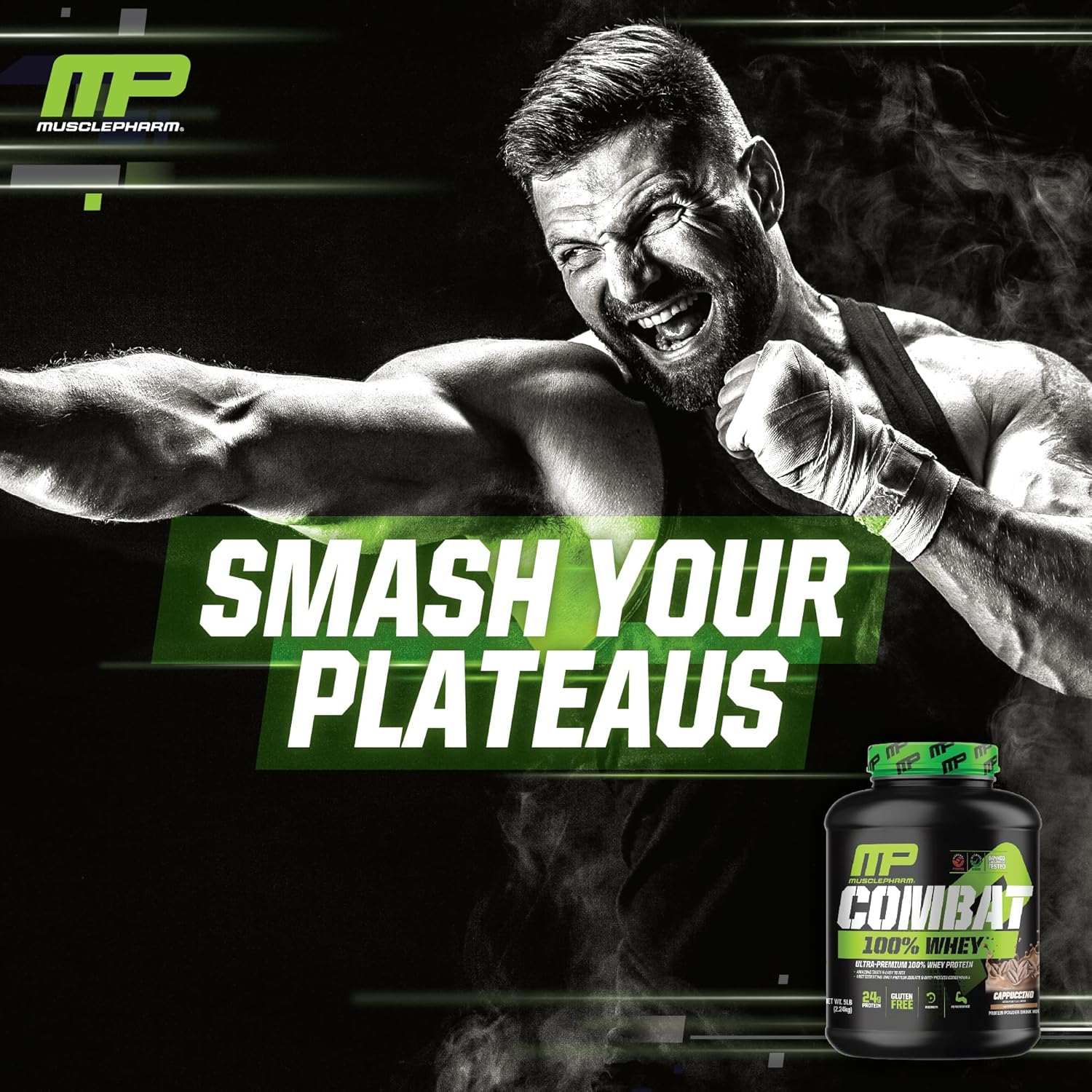 MusclePharm Combat 100% Whey Protein Powder, Cappuccino Flavor, Fast Recovery & - View 5