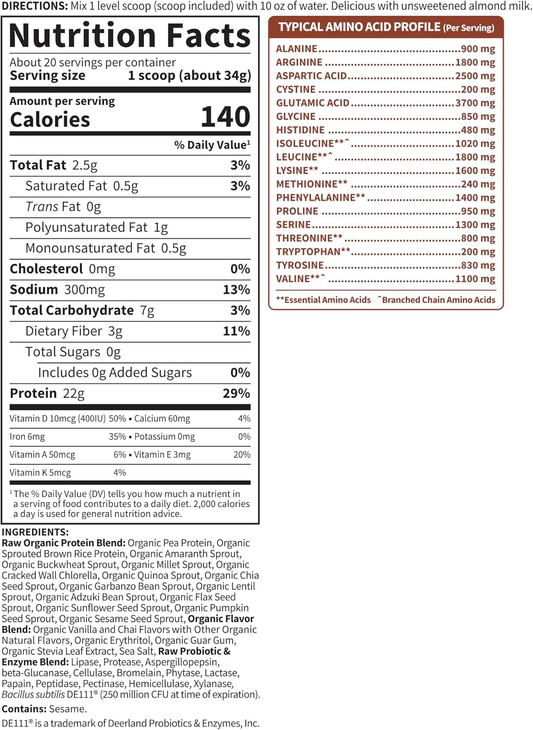 Garden of Life Organic Vegan Protein Powder, Plant Based & BCAAs, Organic - View 6