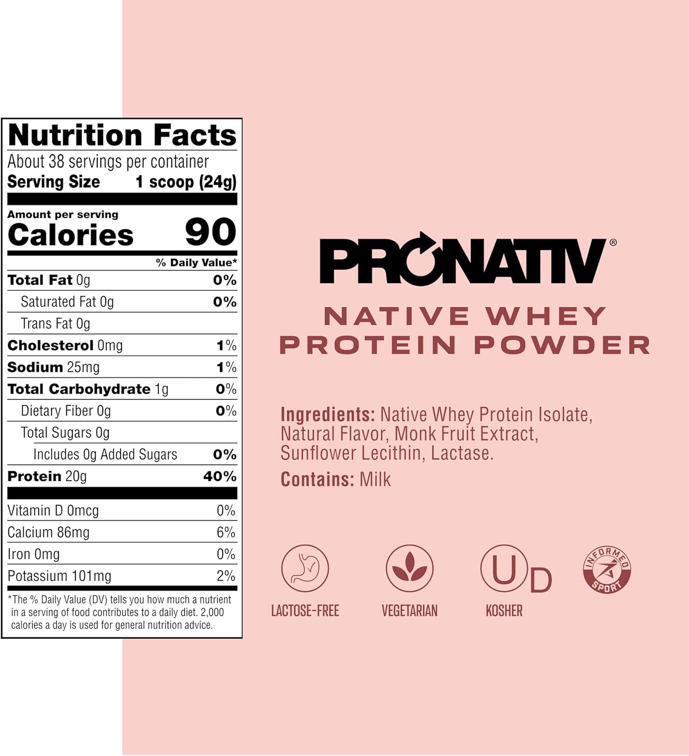 100% Whey Native Protein Powder, Silky Strawberry, 2 lb, Made from Farm Fresh - View 3