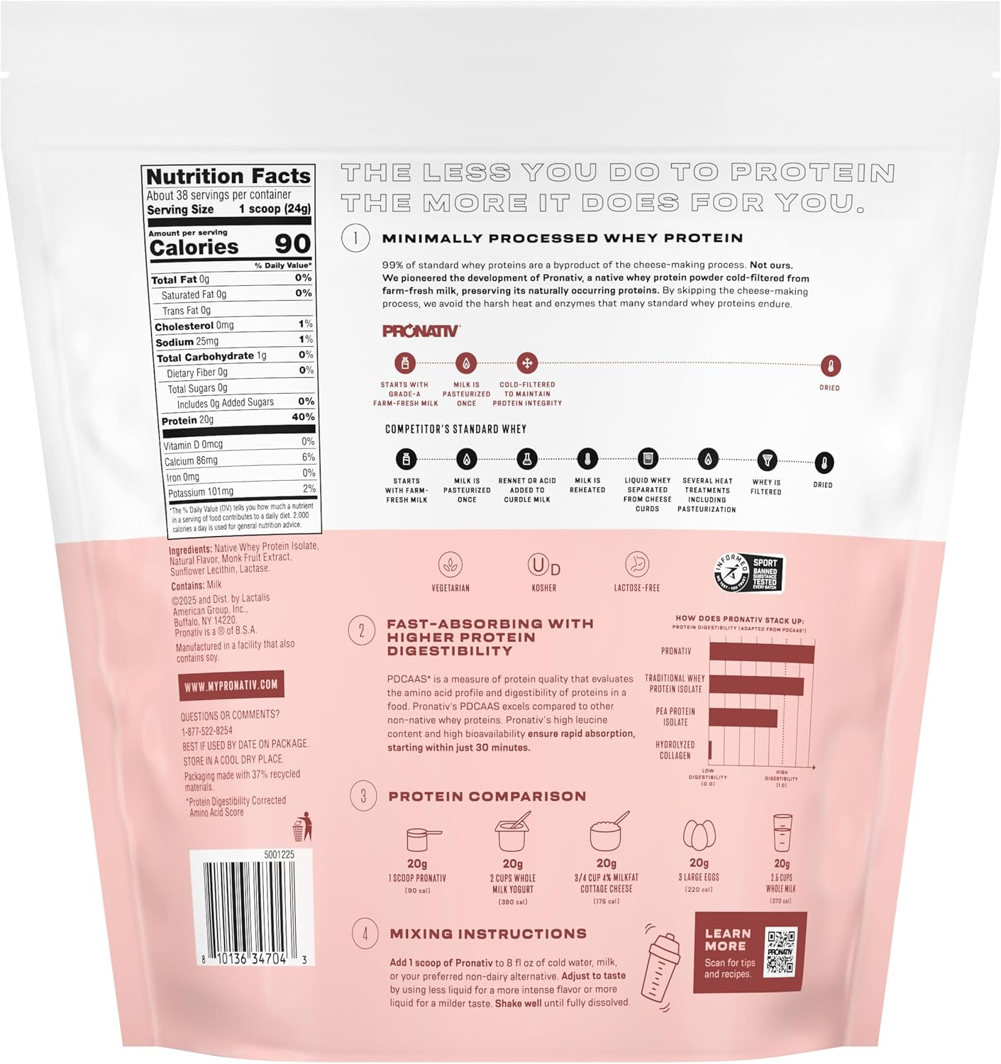 100% Whey Native Protein Powder, Silky Strawberry, 2 lb, Made from Farm Fresh - View 6