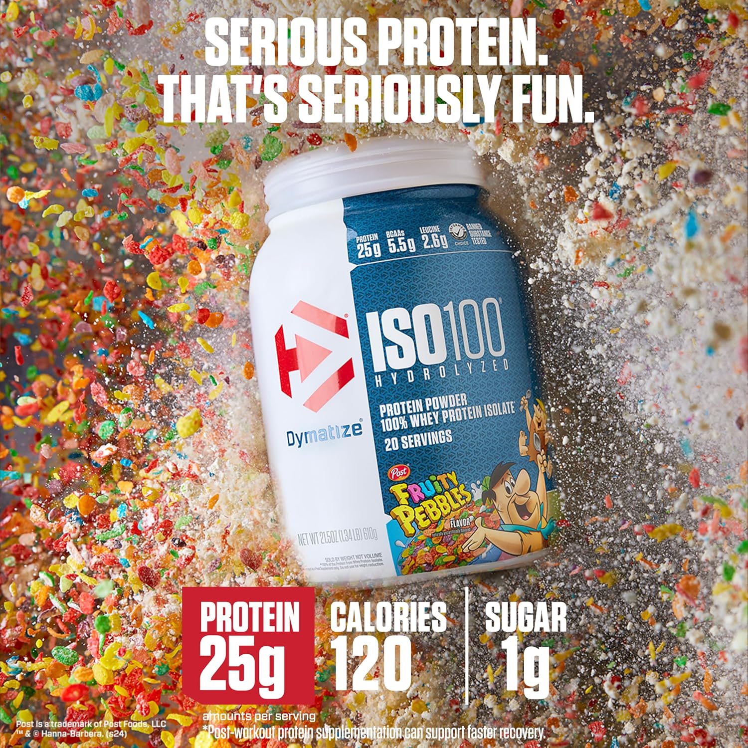 Dymatize x Fruity Pebbles ISO100 Whey Protein Powder Isolate, 25g of Protein, - View 2
