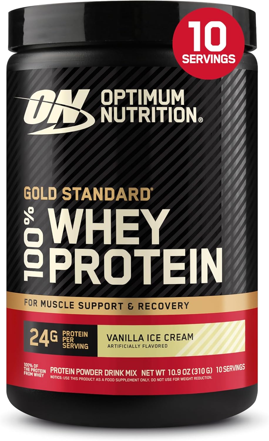 Optimum Nutrition Gold Standard 100% Whey Protein Powder, Vanilla Ice Cream,