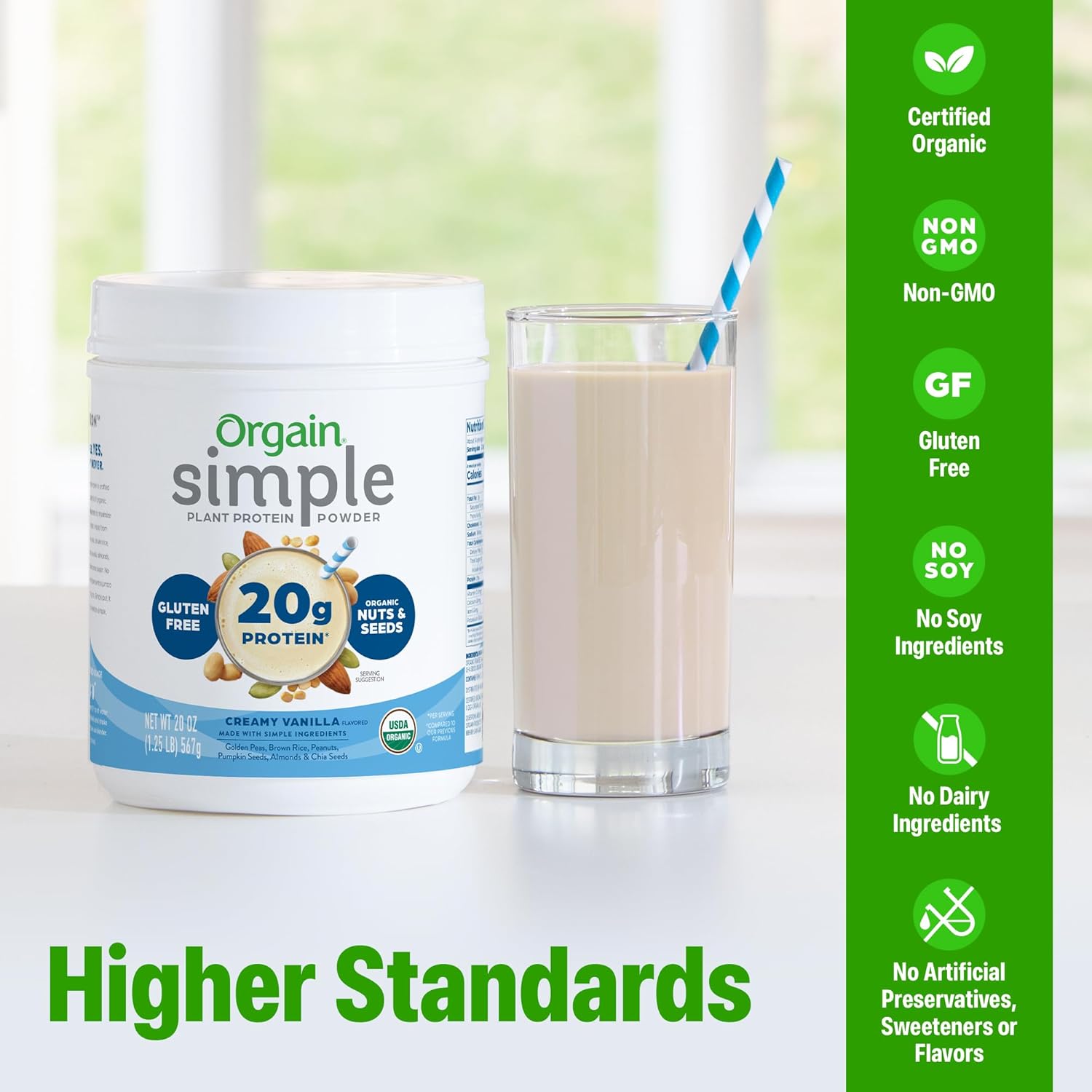 Orgain Organic Simple Vegan Protein Powder, Vanilla - 20g Plant Based Protein, - View 3