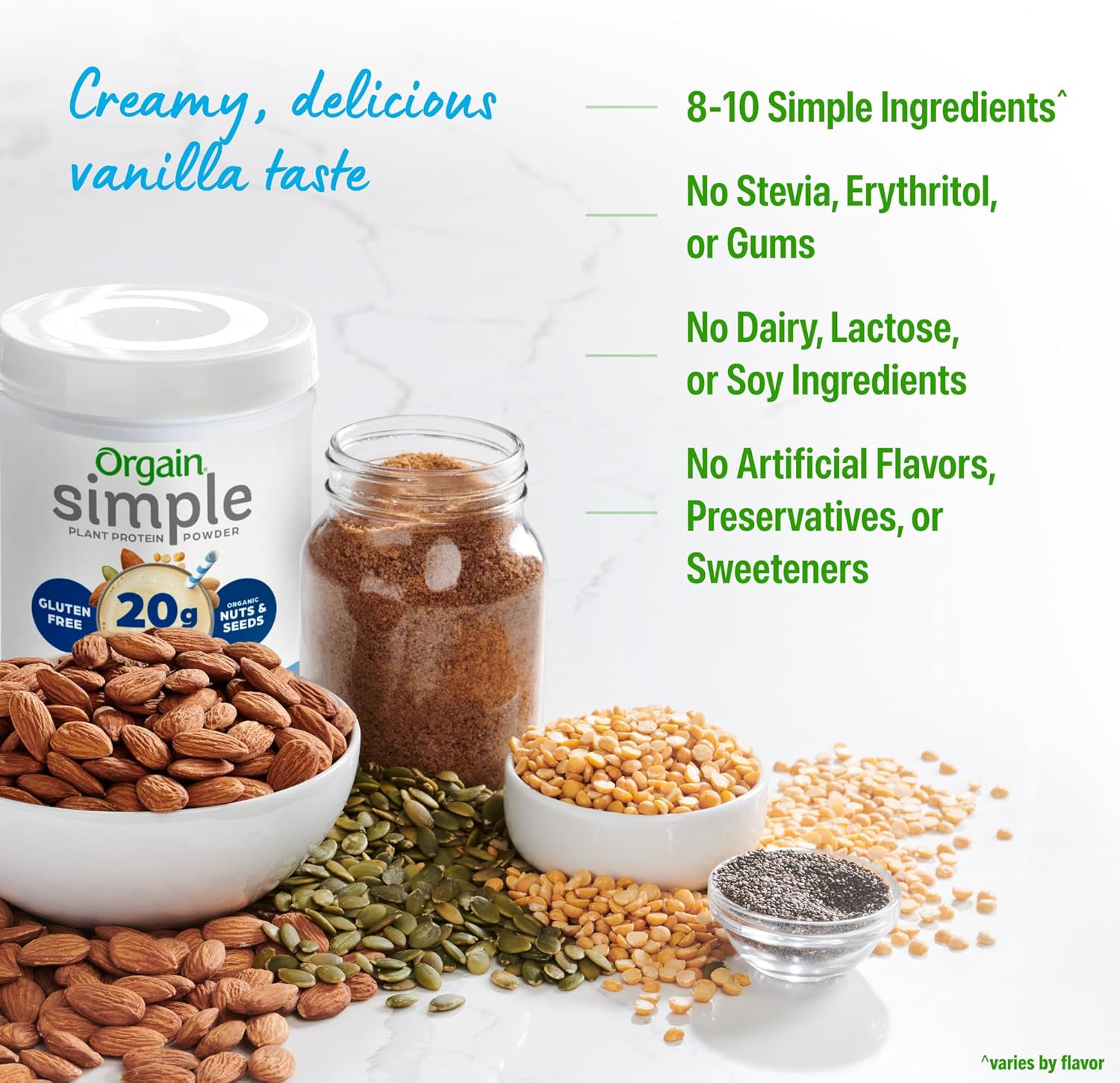 Orgain Organic Simple Vegan Protein Powder, Vanilla - 20g Plant Based Protein, - View 6
