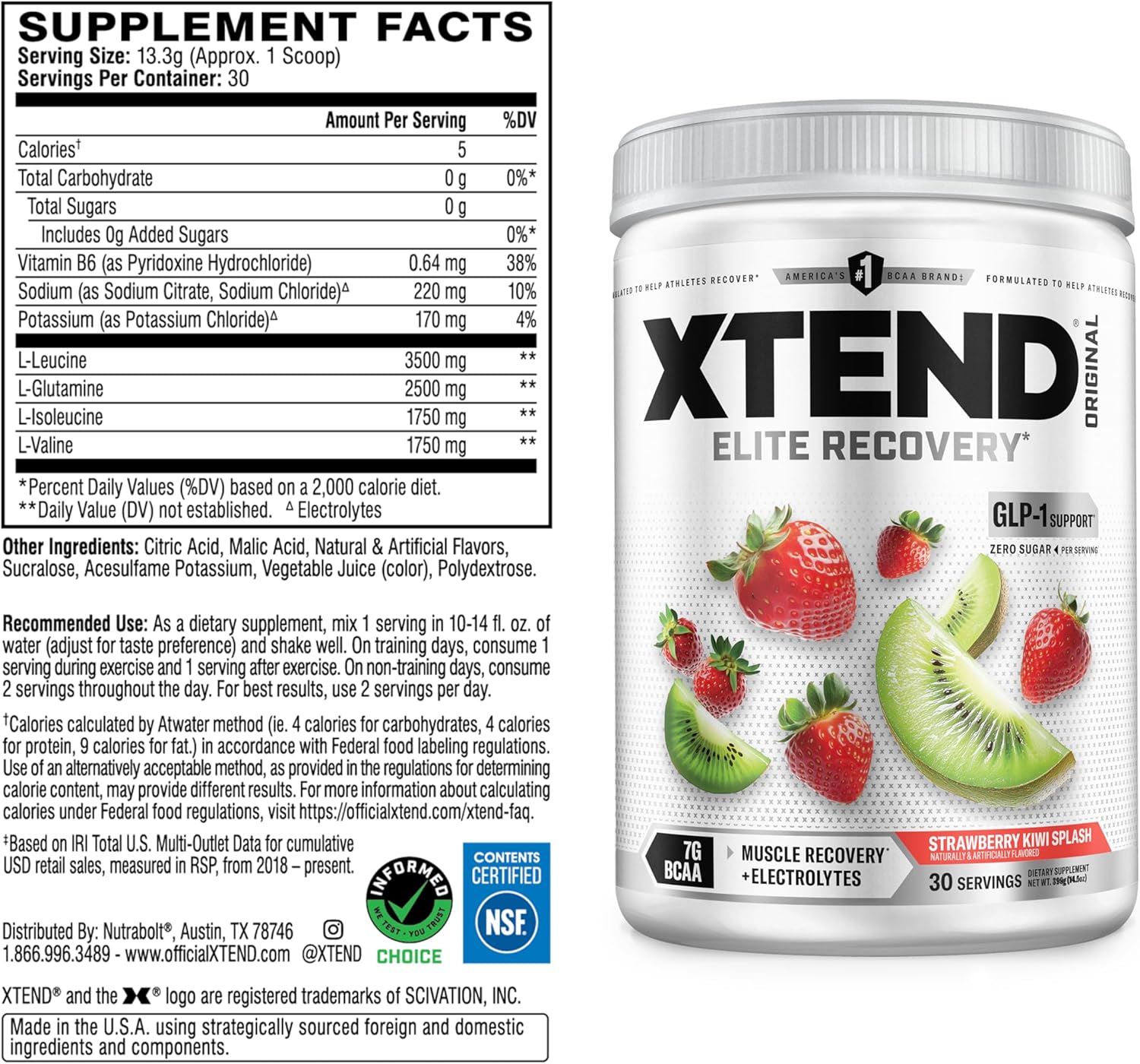 Xtend Original BCAA Powder, 7g BCAAs and 2.5g L-Glutamine for Muscle Recovery - View 2