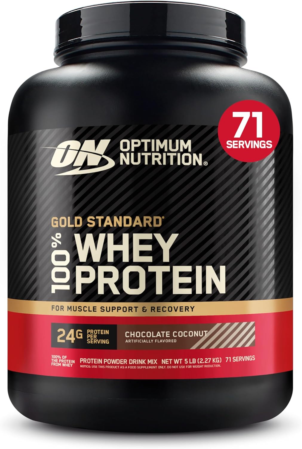 Optimum Nutrition Gold Standard 100% Whey Protein Powder, Chocolate Coconut, 5