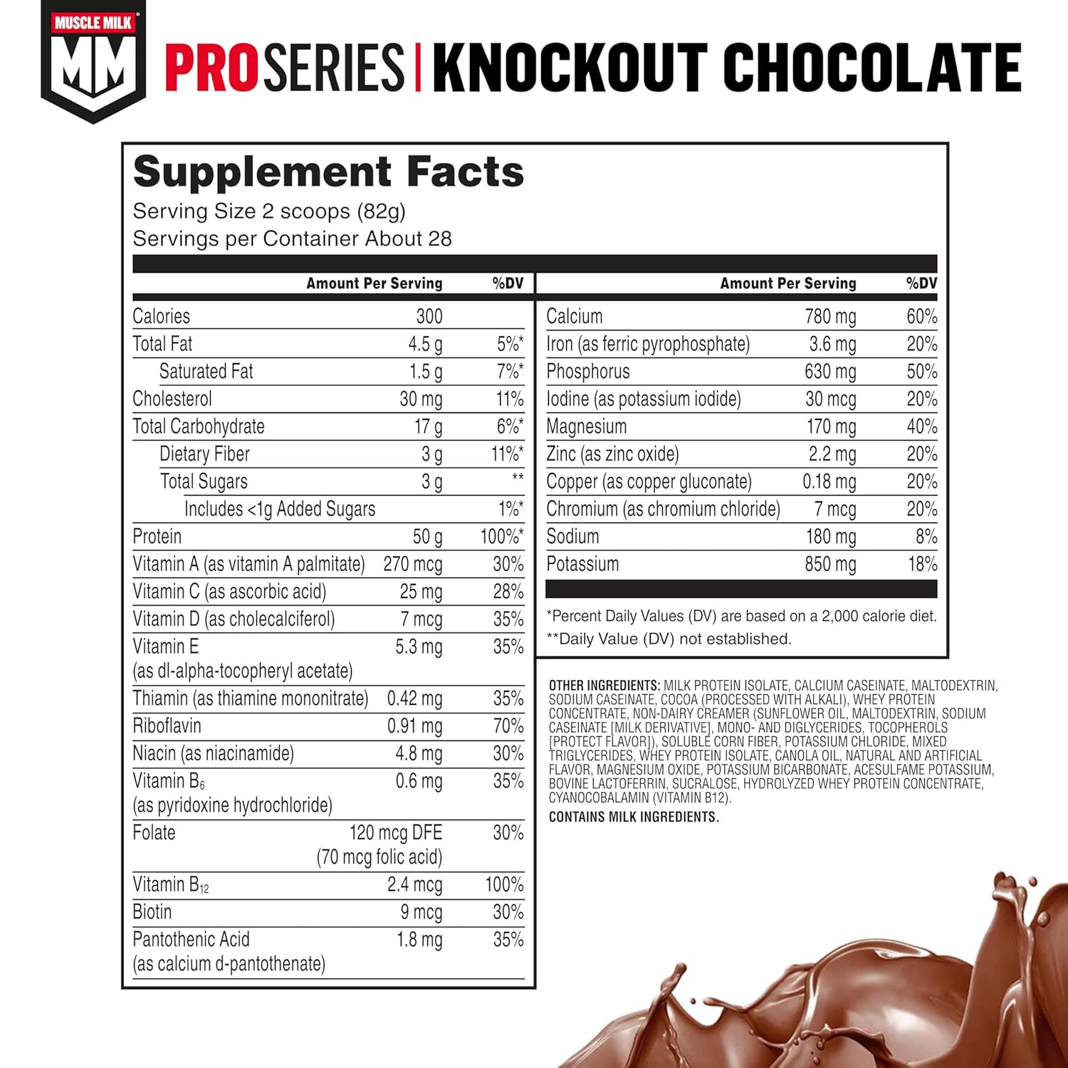 Muscle Milk Pro Series Protein Powder Supplement, Knockout Chocolate, 5 Pound, - View 2