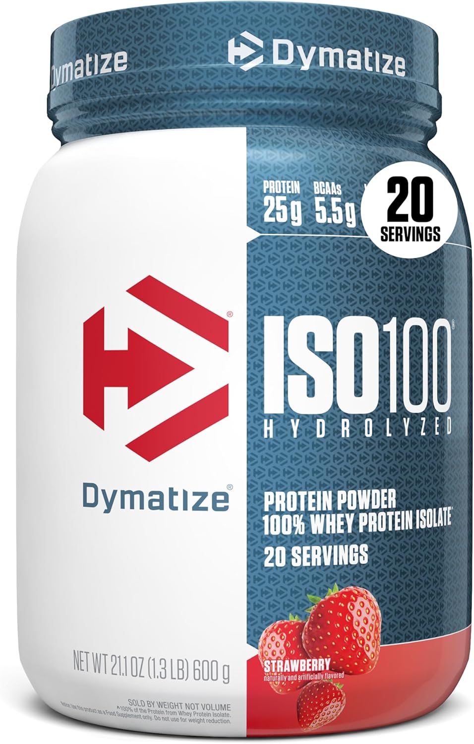 Dymatize ISO100 Whey Protein Powder Isolate, Strawberry, 25g of Protein, 5.5g