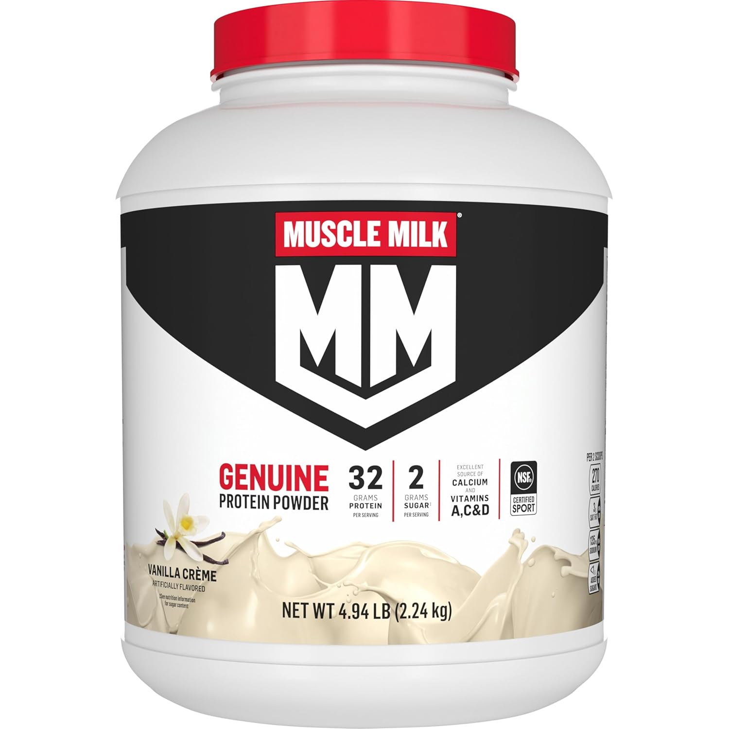 Muscle Milk Genuine Protein Powder, Vanilla Creme, 32g Protein, 4.94 Pound, 32