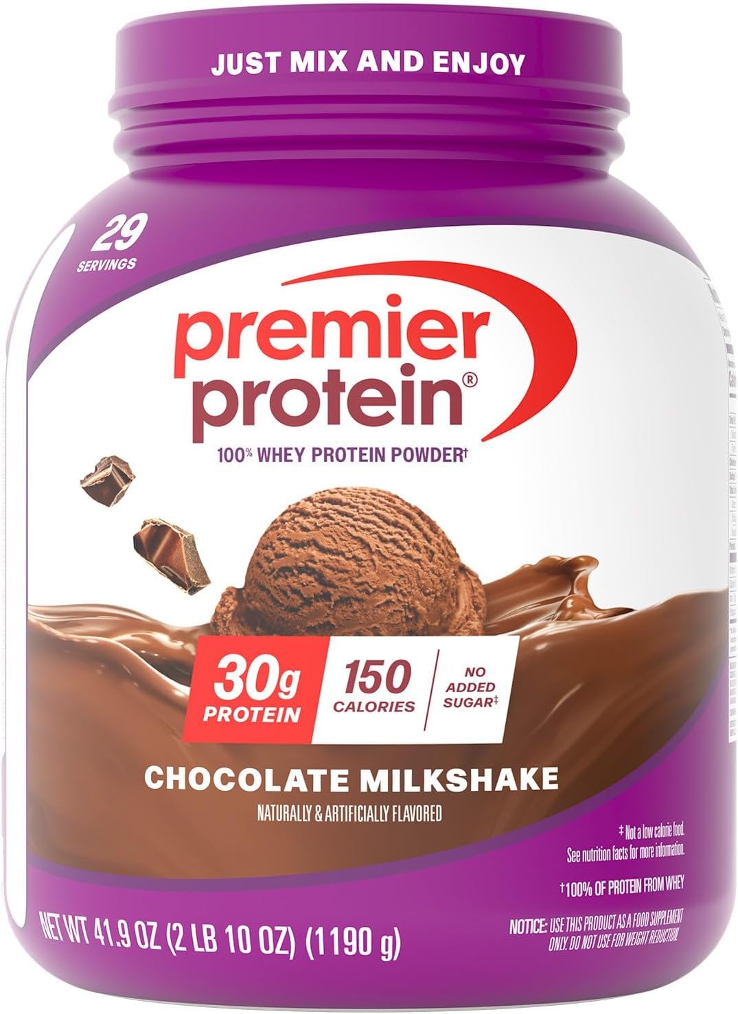 Premier Protein Powder, Chocolate Milkshake, 30g Protein, 1g Sugar, No Soy,