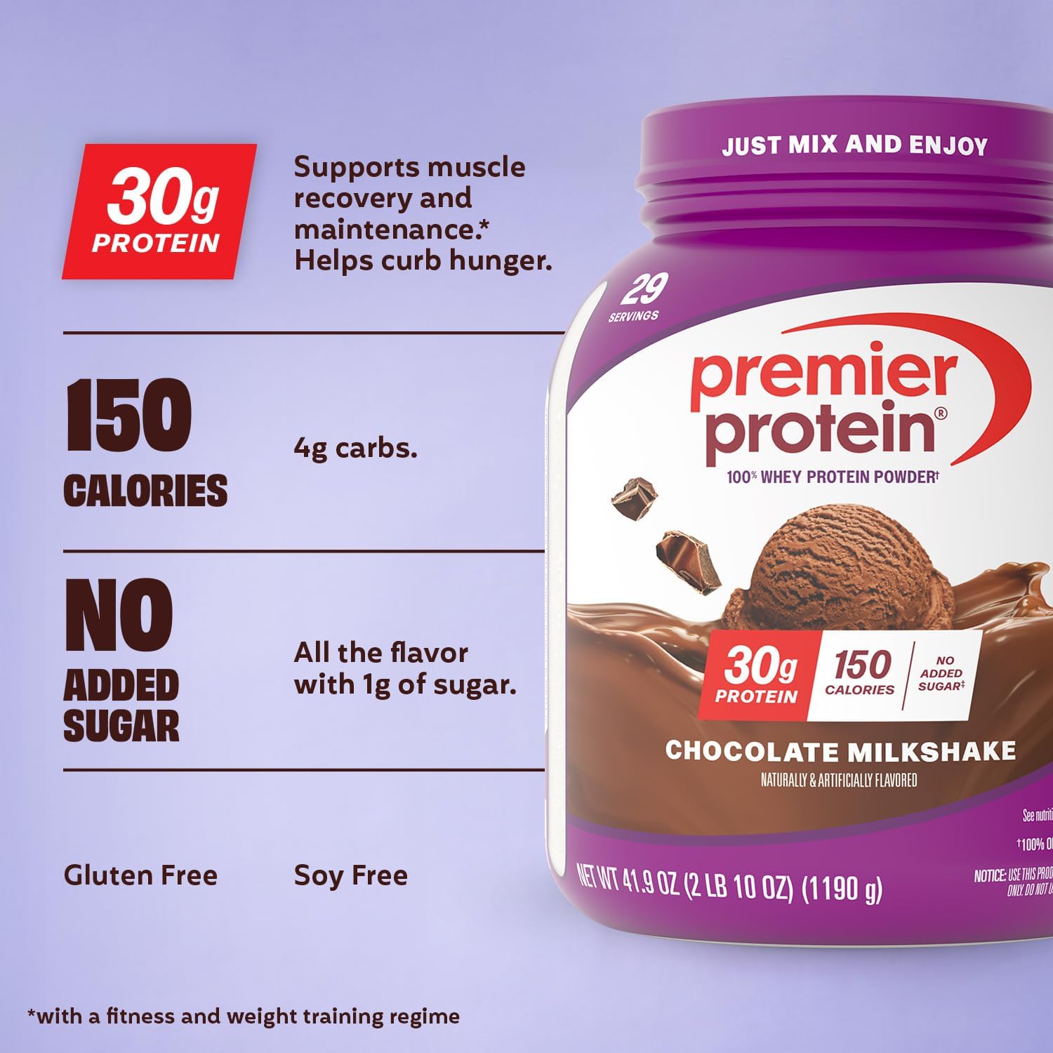 Premier Protein Powder, Chocolate Milkshake, 30g Protein, 1g Sugar, No Soy, - View 2