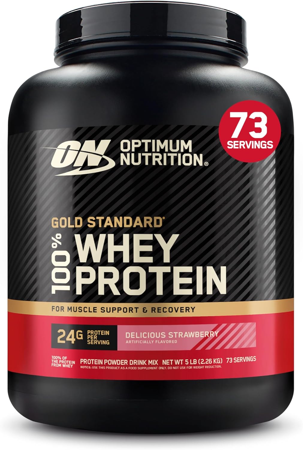 Optimum Nutrition Gold Standard 100% Whey Protein Powder, Delicious Strawberry,