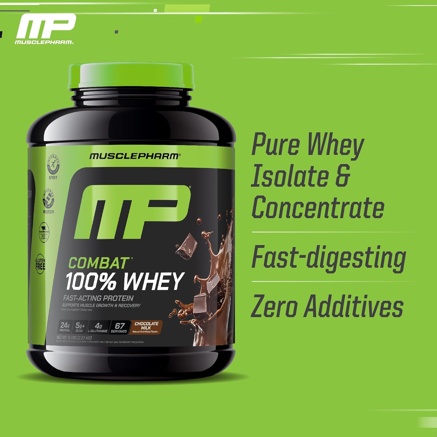 MusclePharm Combat 100% Whey Protein Powder, Chocolate Milk, Fast Recovery & - View 4