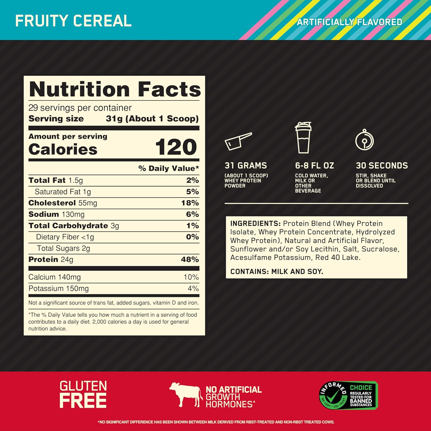 Optimum Nutrition New Flavor Gold Standard 100% Whey Protein Powder, Fruity - View 3