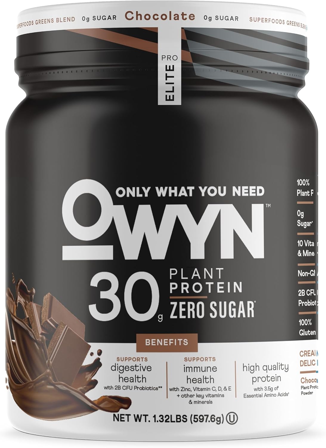 Owyn Only What You Need Pro Elite High Protein Powder, 30g Vegan Protein for