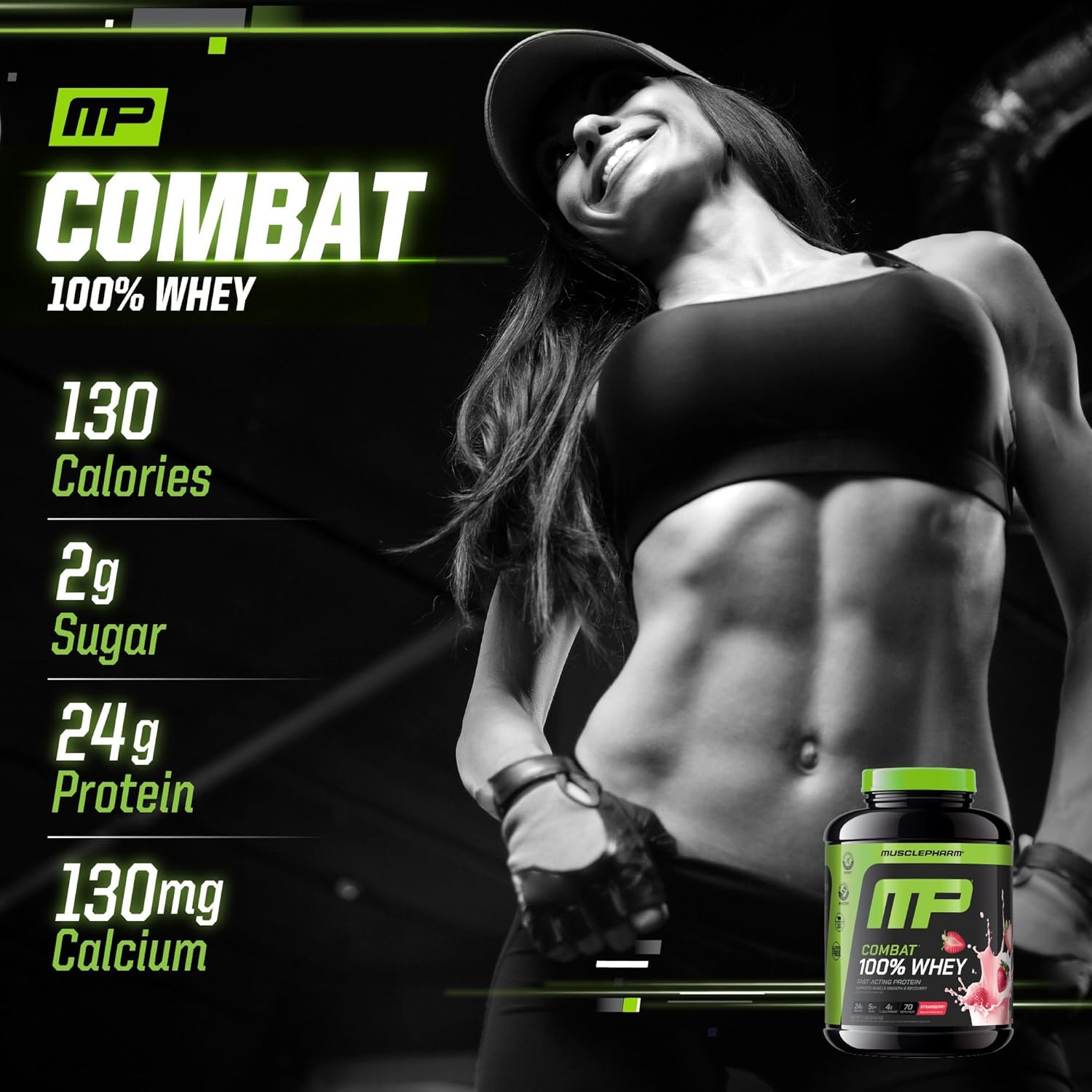 MusclePharm Combat 100% Whey Protein Powder, Strawberry Cream Flavor, Fast - View 4