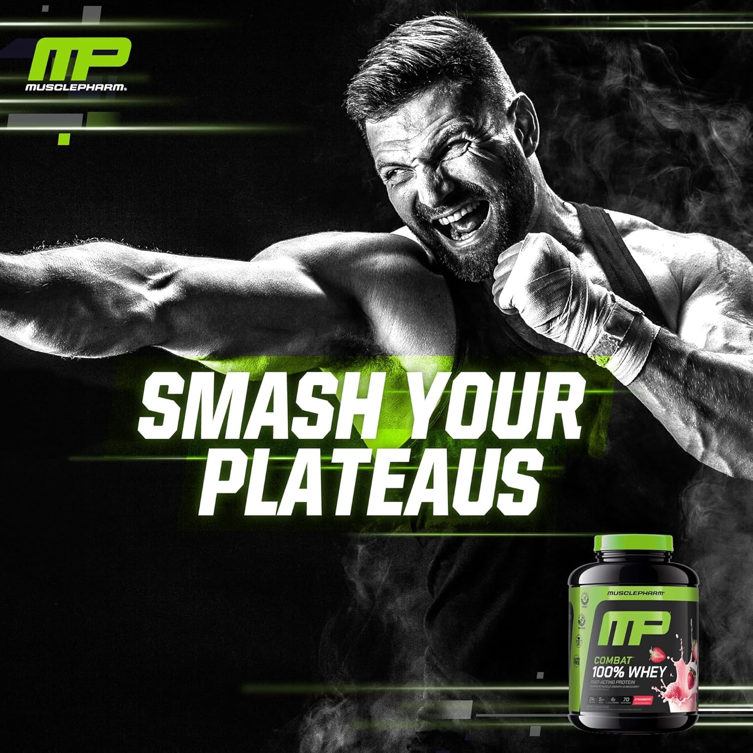 MusclePharm Combat 100% Whey Protein Powder, Strawberry Cream Flavor, Fast - View 5