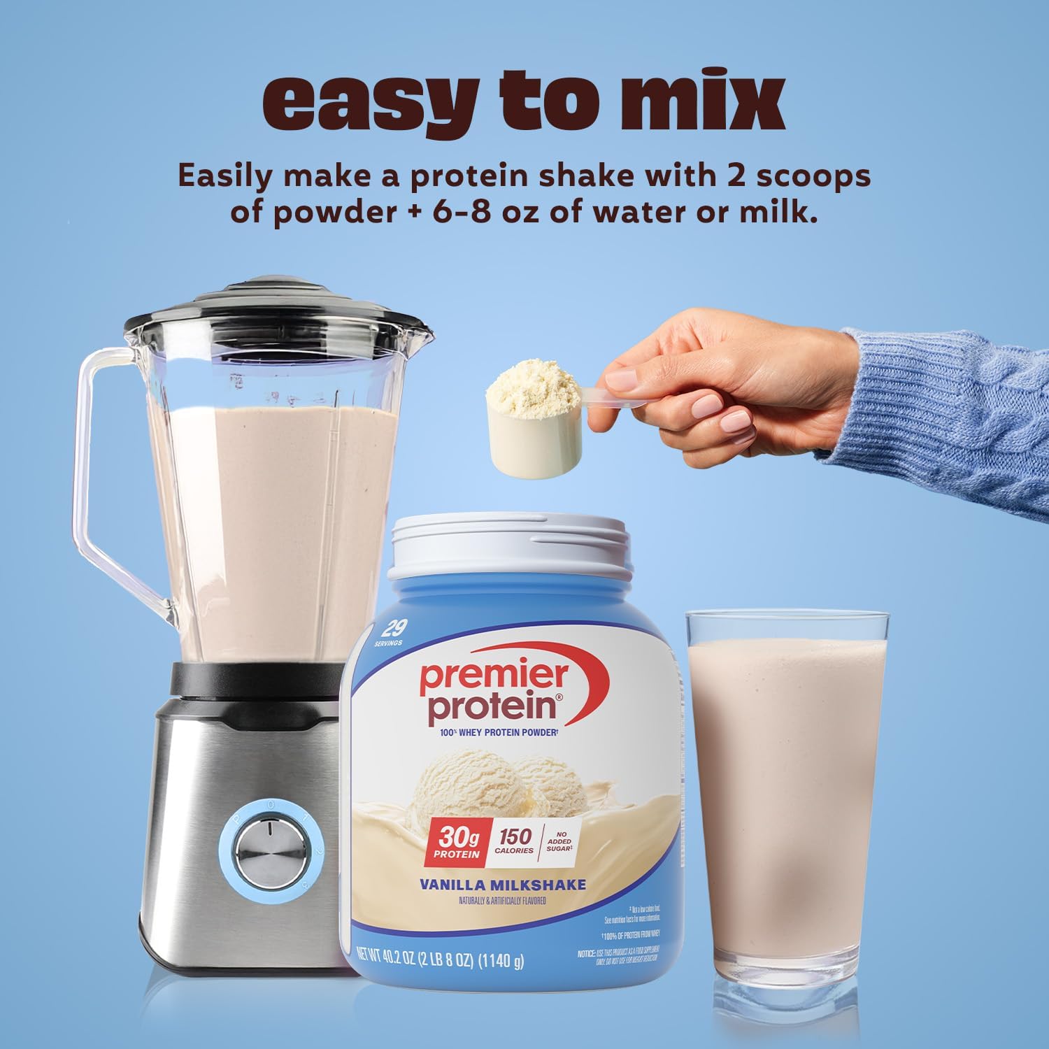 Premier Protein Powder, Vanilla Milkshake, 30g Protein, 1g Sugar, Gluten Free, - View 5