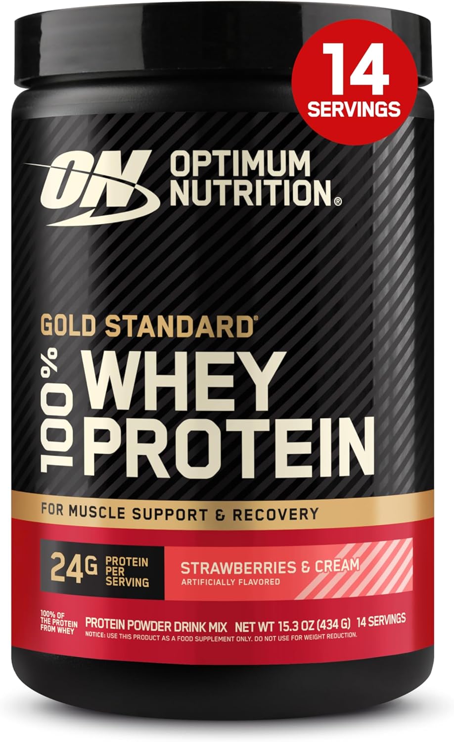 Optimum Nutrition Gold Standard 100% Whey Protein Powder, Strawberries and