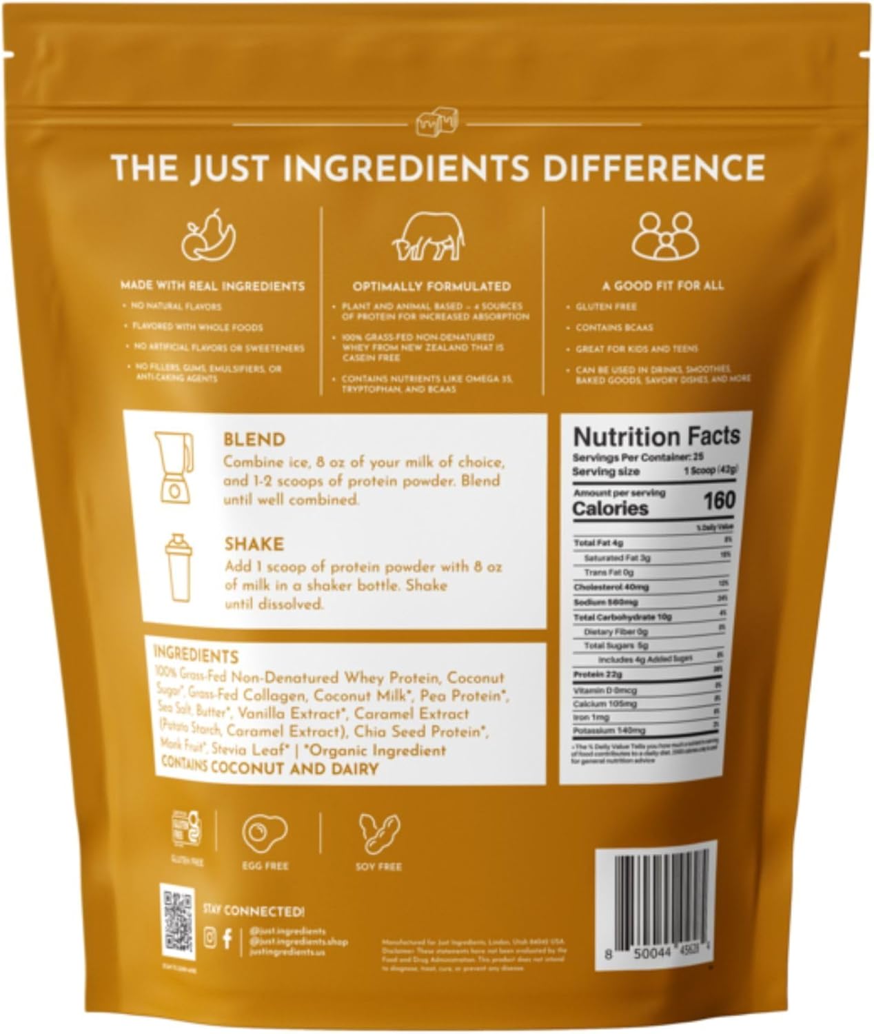 Salted Caramel Protein Powder – 30-Serving Blend with 100% Grass-Fed Whey & - View 2