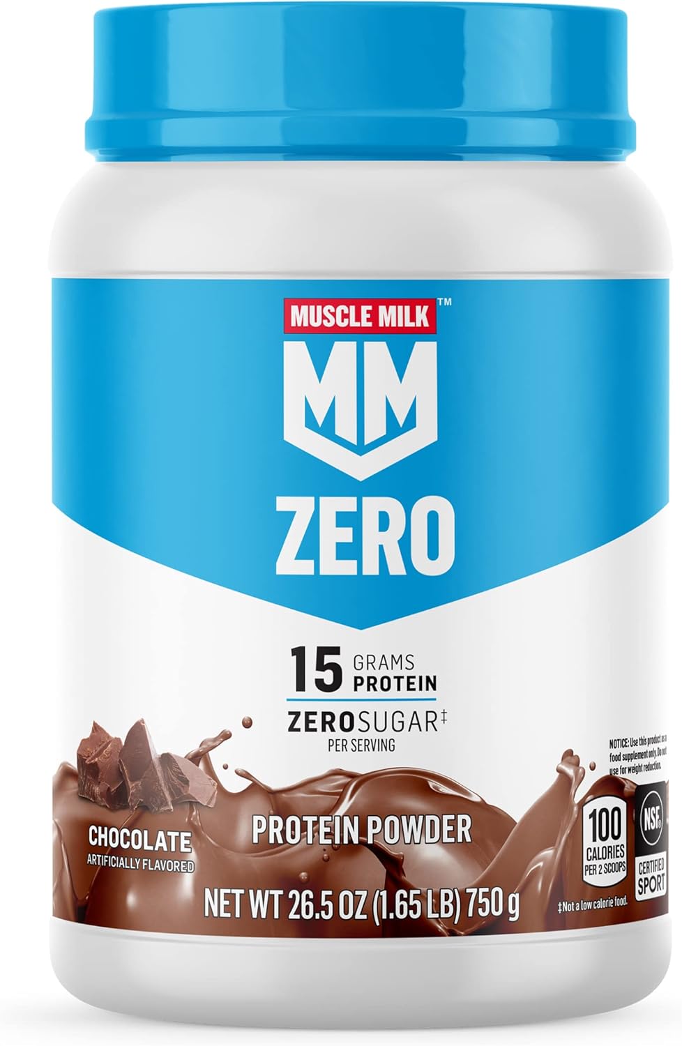 Muscle Milk Zero Protein Powder, Chocolate & Vanilla, 15g Protein, 1.65lb, 25 - View 2