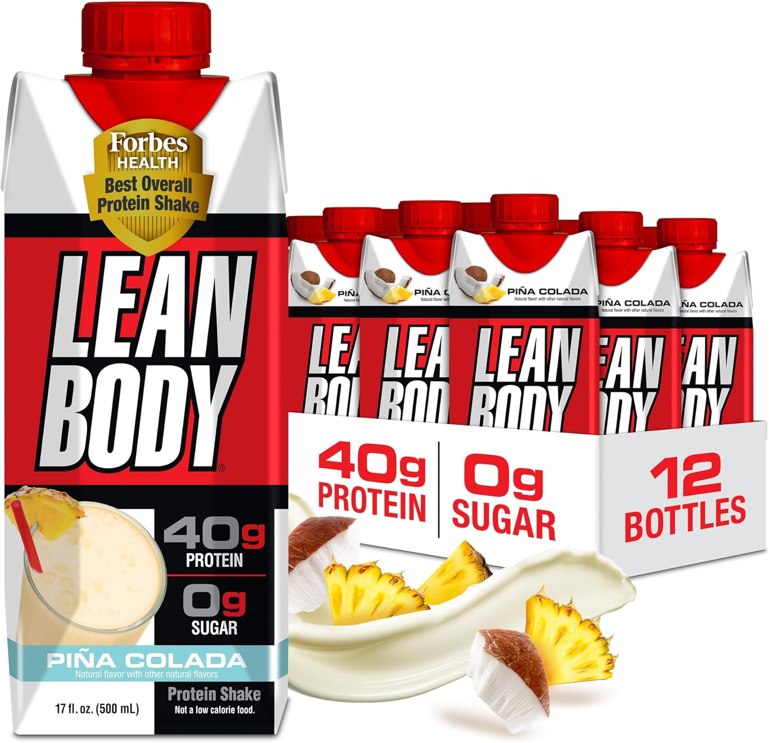 Lean Body Ready-to-Drink Pina Colada Protein Shake, 40g Protein, Whey Blend, 0
