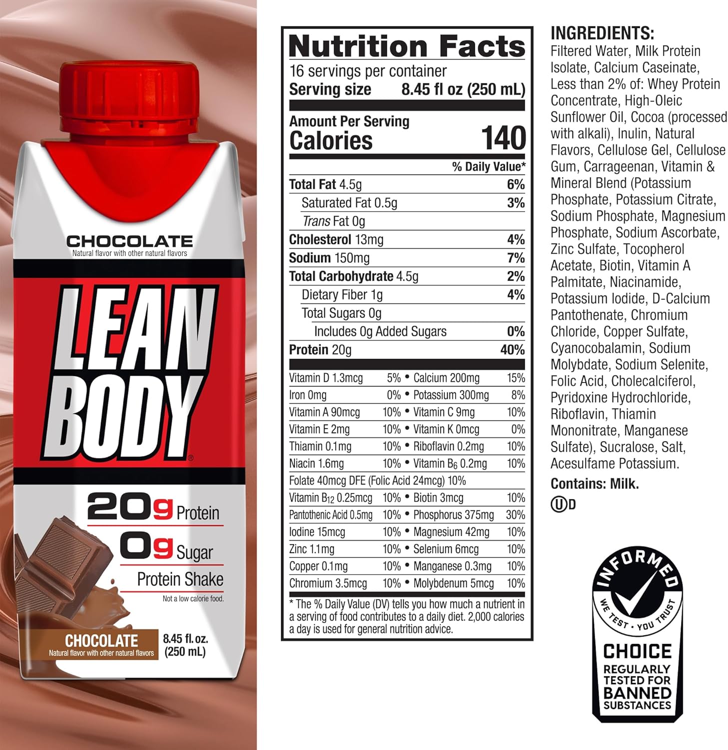 LABRADA NUTRITION - Lean Body RTD Whey Protein Shake, Convenient On-The-Go Meal - View 6