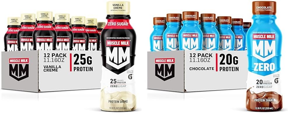 Muscle Milk Genuine Protein Shake, Vanilla Creme, 11.16 Fl Oz Bottle & Zero