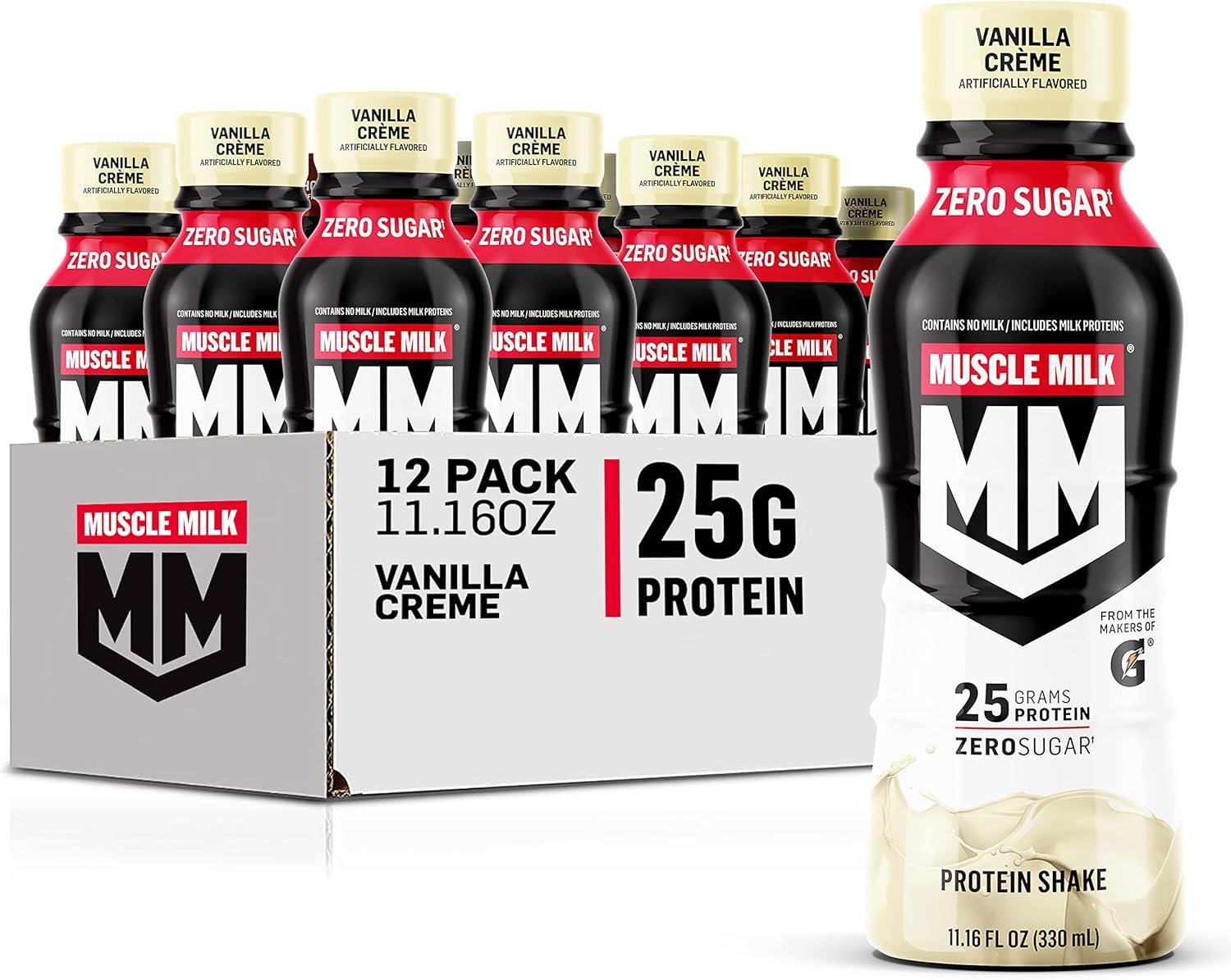 Muscle Milk Genuine Protein Shake, Vanilla Creme, 11.16 Fl Oz Bottle & Zero - View 2