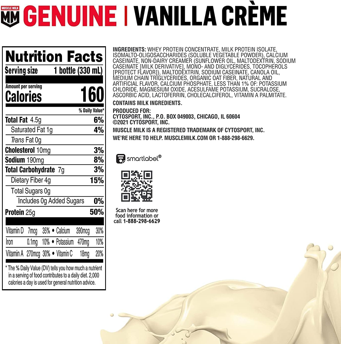 Muscle Milk Genuine Protein Shake, Vanilla Creme, 11.16 Fl Oz Bottle & Zero - View 3